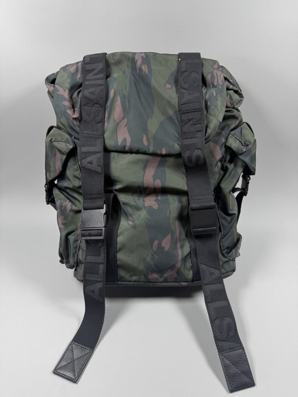 AllSaints Men's MARS REC Backpack Stellar Green One Size Military Buckle Closure